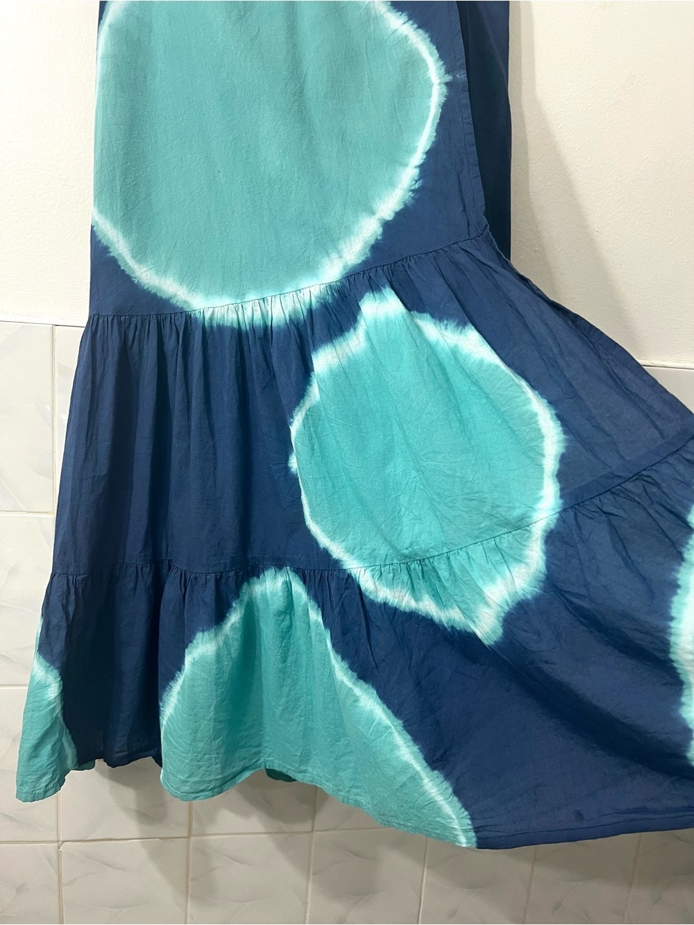 Matta NYC Tie Dye 100% Cotton Tiered Wrap Skirt S/M Boho Retro Resort Art Flowy - Picture 4 of 10
